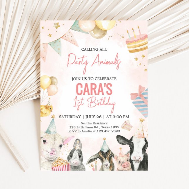 Farm Party Animals Birthday Party Invitation (Animals Farm Party Birthday Party Invitation)