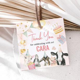 Farm Party Animals Birthday Party Square Favour Tags