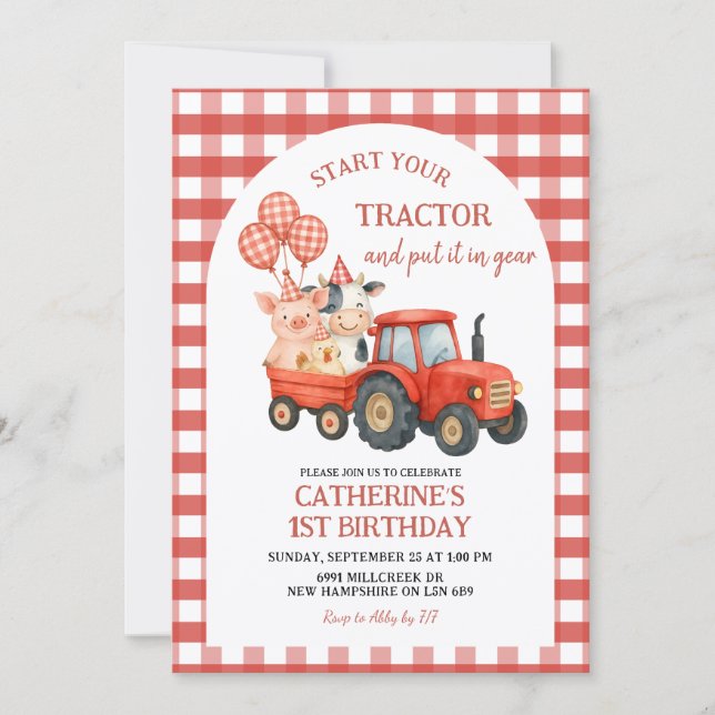 Farm Party First Birthday Invitation (Front)
