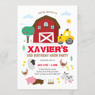 Farm party invitation, farm birthday invitation