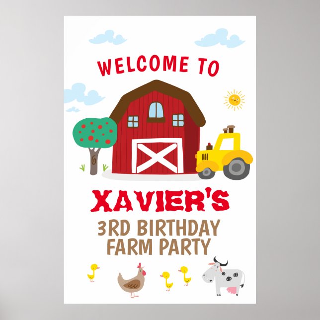 Farm party sign, Farm birthday welcome sign (Front)