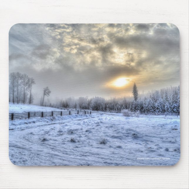 Farm Pastures in Winter Snow Mouse Pad (Front)