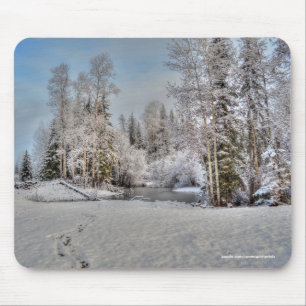 Farm Pastures in Winter Snow Mouse Pad