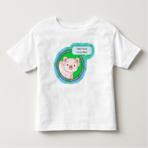 Farm pig piglet gingham blue green with quote todd toddler T-Shirt