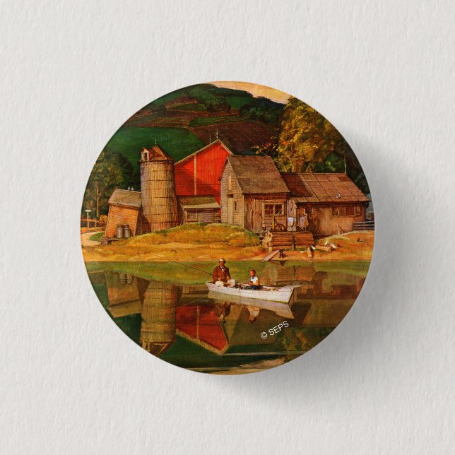 Farm Pond Landscape by Mead Schaeffer 3 Cm Round Badge (Front)