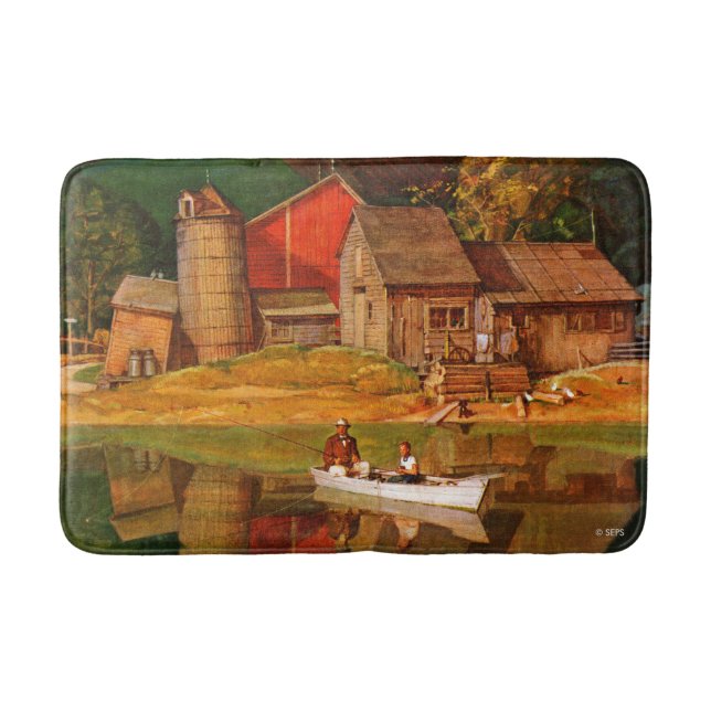 Farm Pond Landscape by Mead Schaeffer Bath Mat (Front)