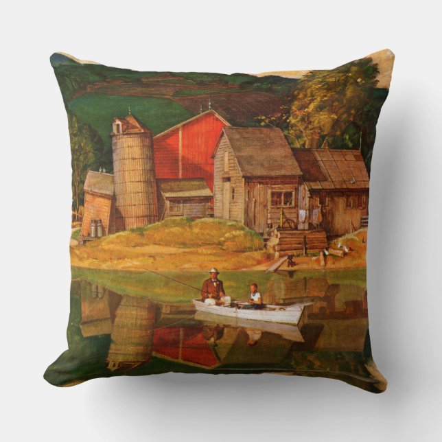 Farm Pond Landscape by Mead Schaeffer Cushion (Front)