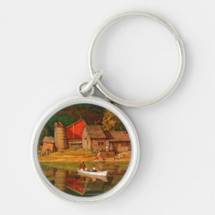 Farm Pond Landscape by Mead Schaeffer Key Ring