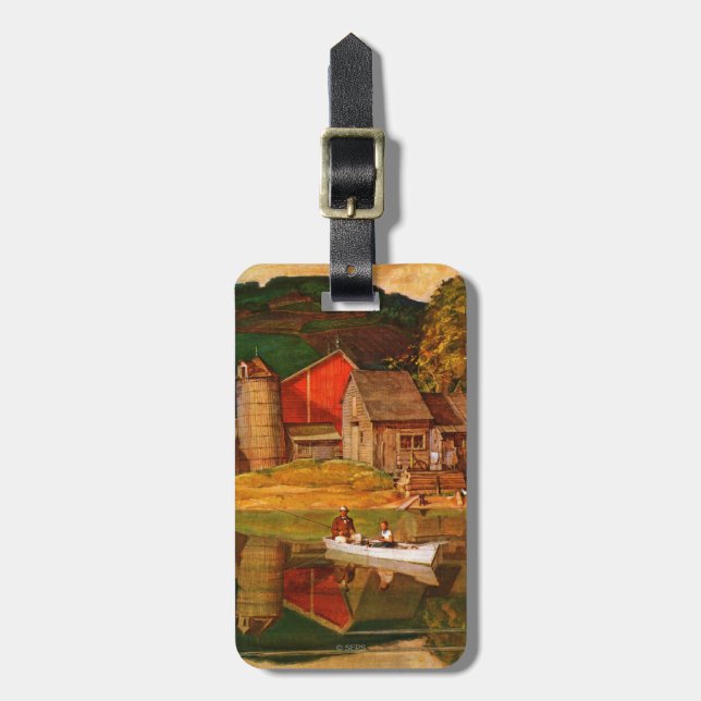 Farm Pond Landscape by Mead Schaeffer Luggage Tag (Front Vertical)