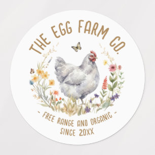 Farm Product Label Waterproof Watercolor Grey Hen