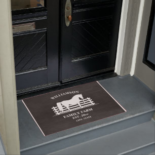 Farm Ranch Horse Black Chalkboard White Family   Doormat