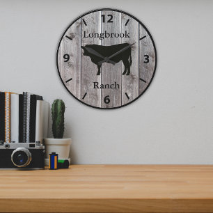 Farm Ranch or Stable Name 5 Custom Barnwood Styled Large Clock