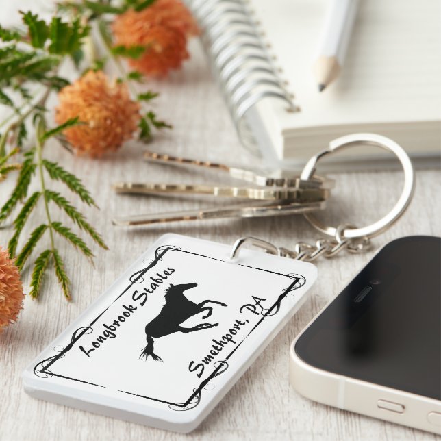 Farm Ranch or Stable Name Galloping Horse Key Ring (Front Right)