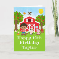 Farm Red Barn African American Boy Happy Birthday
