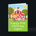 Farm Red Barn Blonde Hair Girl Happy Birthday Card<br><div class="desc">This cute and fun birthday card can be personalised with a name or title such as daughter, granddaughter, niece, friend etc. It features a blonde hair girl with fair skin beside a red barn with a rooster wind vane. There are adorable farm animals such as a cow, pig and hen....</div>