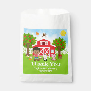 Farm Red Birthday African American Boy Thank You Favour Bag