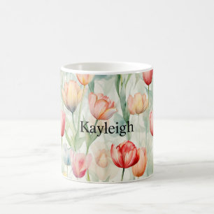 Farm Red Yellow Tulip Flowers  Coffee Mug