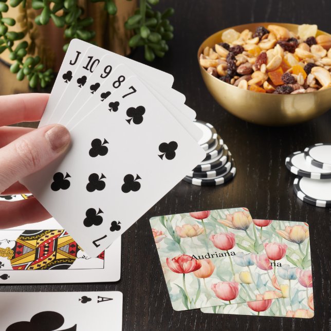 Farm Red Yellow Tulip Flowers  Playing Cards (In Situ)