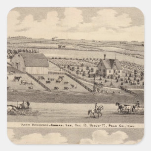 Farm residence of I Lee & residence of T Mitchell Square Sticker