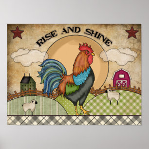 Farm Rise and Shine Rooster Poster
