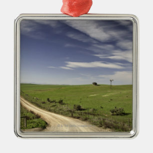Farm road twining between wheat fields, Caledon, Metal Tree Decoration