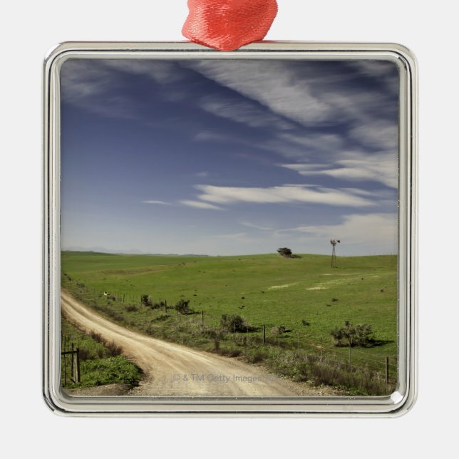 Farm road twining between wheat fields, Caledon, Metal Tree Decoration (Front)