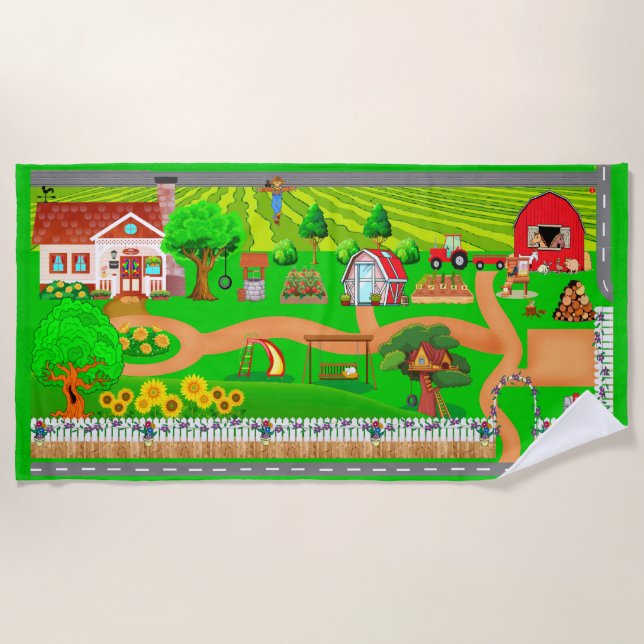 Farm Roads for Cars  Beach Towel (Front)