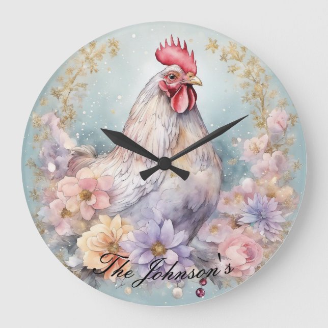 Farm Rooster Wall Clock (Front)