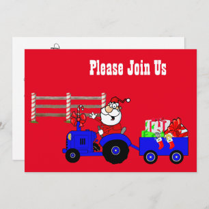 Farm Santa With Gifts Party Invitation Template