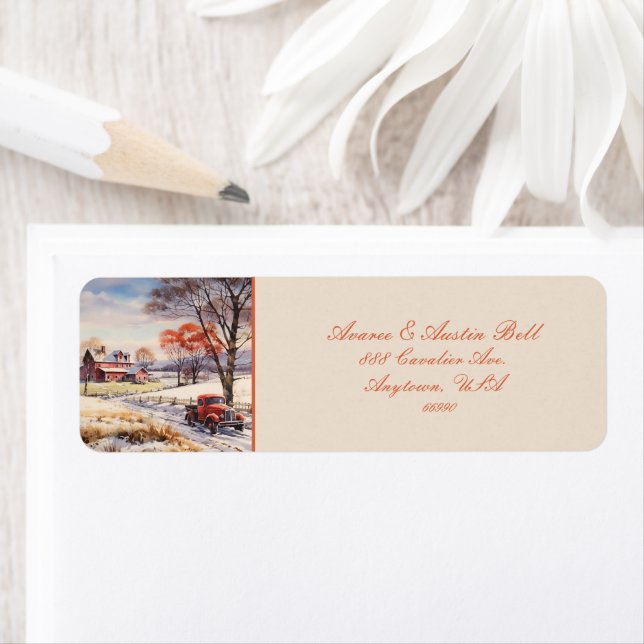 Farm Scene of Yesteryear Return Address Label (Insitu)