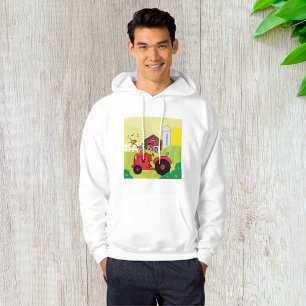 Farm Scene with Singing Rooster on Tractor Hoodie