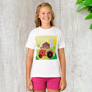 Farm Scene with Singing Rooster on Tractor T-Shirt
