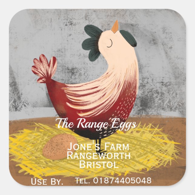 Farm shop egg business square sticker (Front)
