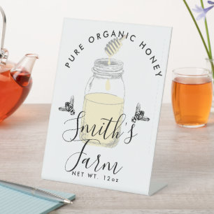 Farm Shop Honey Jar Label Pedestal Sign – Small