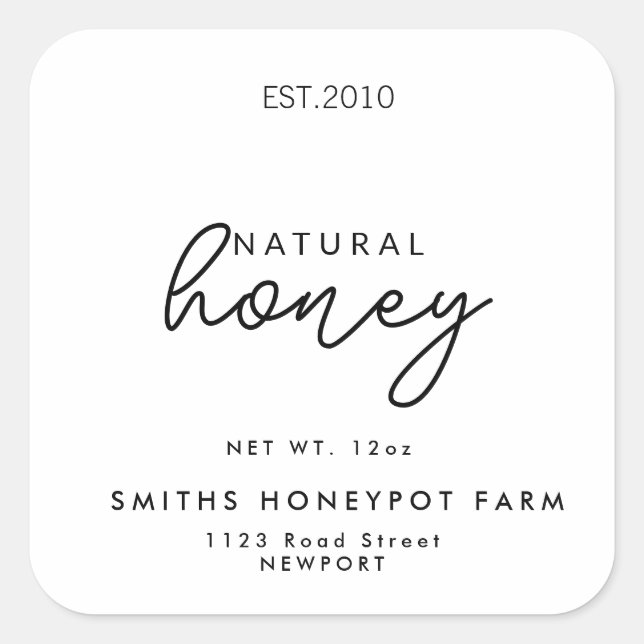 Farm shop honey jar label small business (Front)