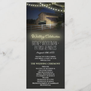 Farm String Lights Rustic Barn Wedding Programs