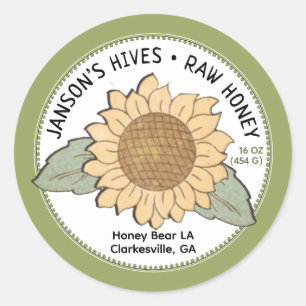 Farm Style Honey Product Label with Sunflower Logo