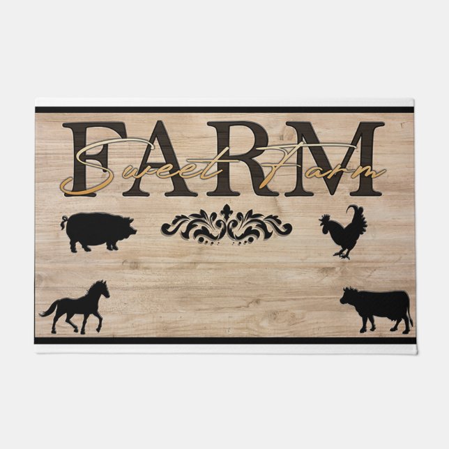 Farm Sweet Farm, Animal Lover Doormat (Front)