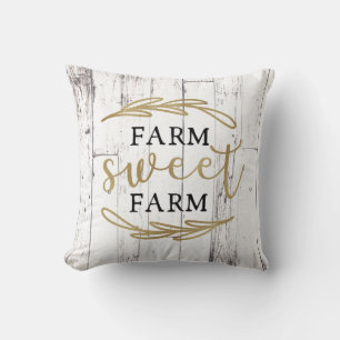 Farm Sweet Farm White Wood Country Farmhouse Cushion