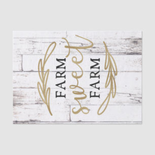 Farm Sweet Farm White Wood Country Farmhouse Tissue Paper