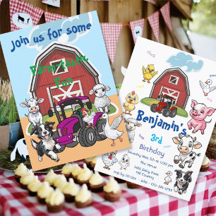 Farm-tastic Fun Barnyard Animals Birthday Party Invitation