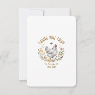 Farm Thank You Card Personalised Watercolor Hen