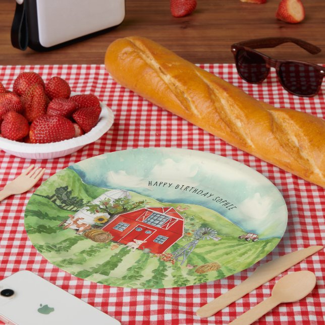 Farm Theme | Barn Birthday Party Paper Plate (Picnic)
