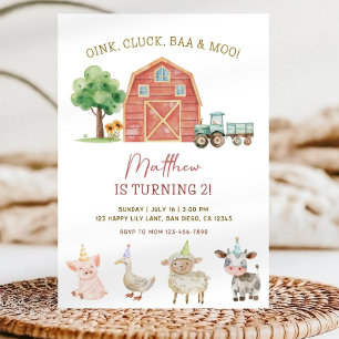 Farm Theme Birthday Invitation, Editable Boy Invitation