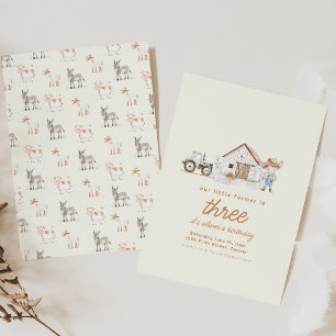 Farm Theme Birthday Party with Animals Invitation