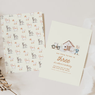 Farm Theme Birthday Party with Animals Invitation