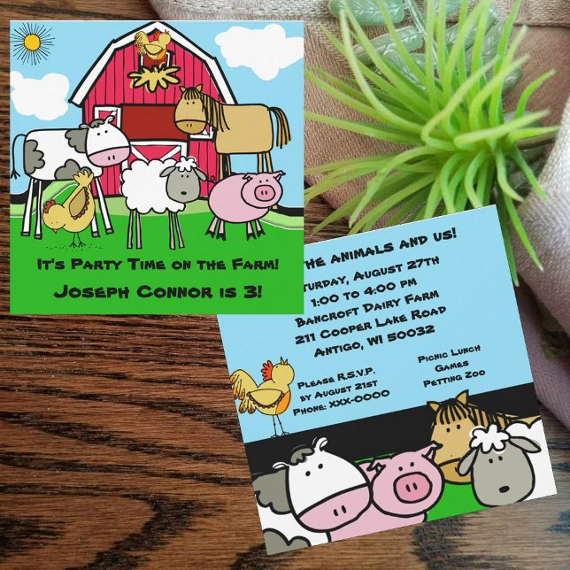 Farm Theme Customised  Birthday Invitations (Creator Uploaded)