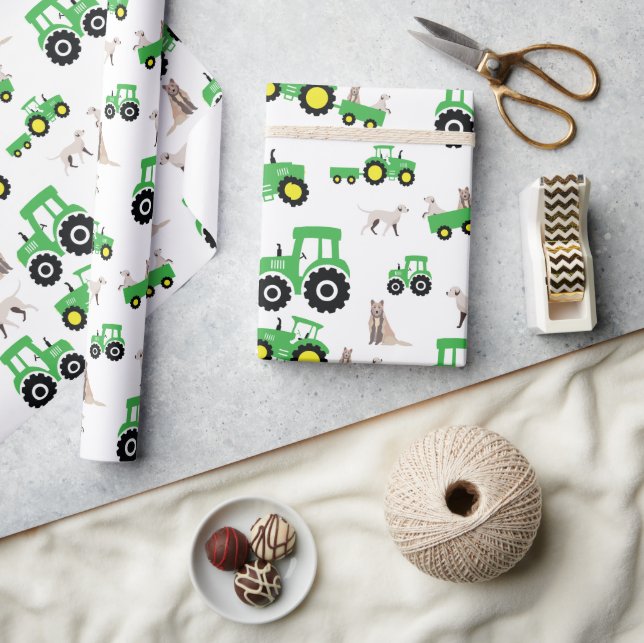 Farm Theme Tractor Gift Wrapping Paper (Crafts)