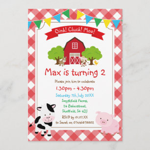 Farm themed birthday party invitation