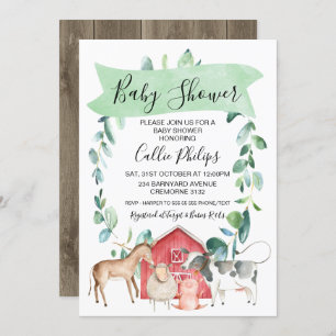 Farm Themed Wreath Baby Shower Invitation